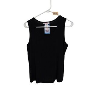 Pretty Woman Black Sleeveless Scoop Neck Tank Top Made in USA Small